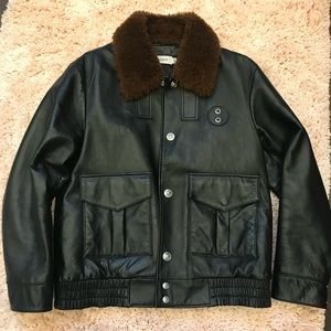 Men’s Coach blk leather jackets w trim sz 52
